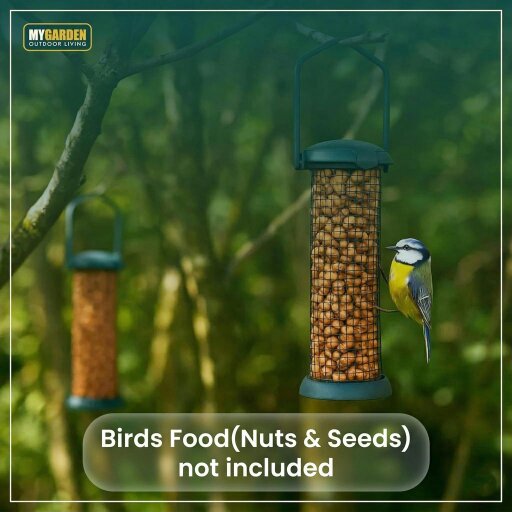 My Garden Outdoor Living My Garden Hanging Bird Feeder 2 Pack Peanut Feeders for Birds Rust Resistant Metal Mesh for Outdoor Birds & Carry Handle