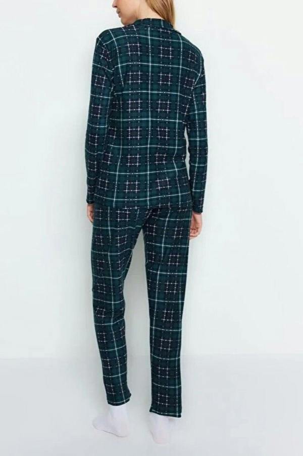 WOVCOR 2 Piece Argyle Knit Pajama Set with Sleep Band