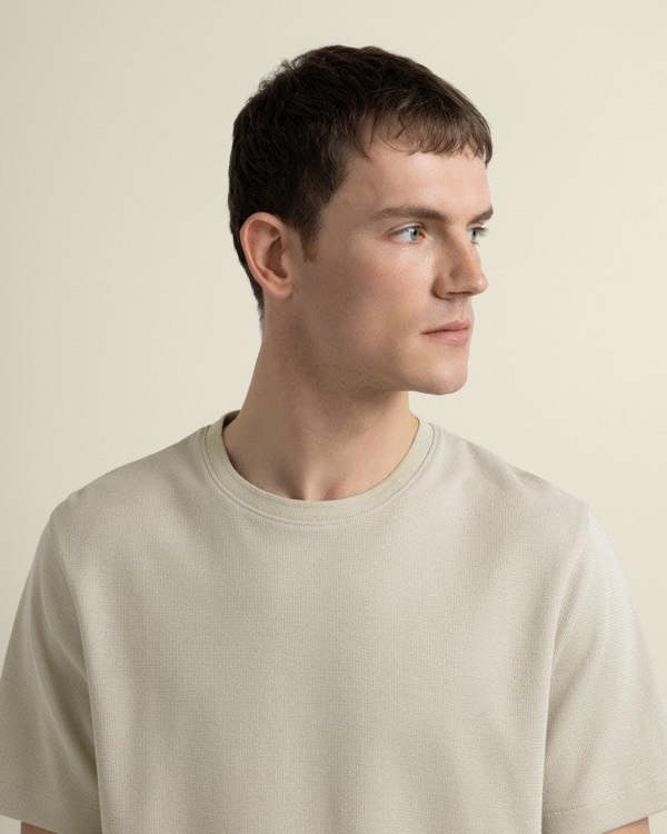 Larsson & Co Jeppe - Textured Panelled T-Shirt