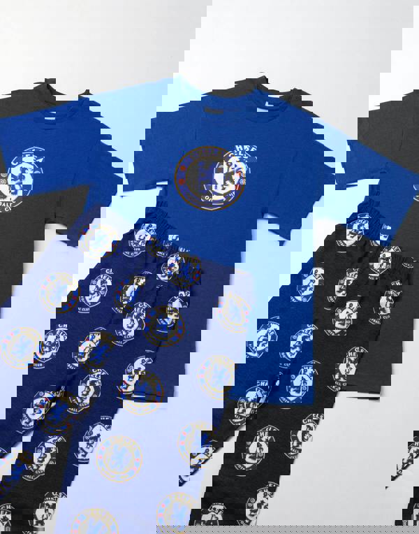 Chelsea Boys Blue Logo Short Sleeve Long Leg Pyjama Set