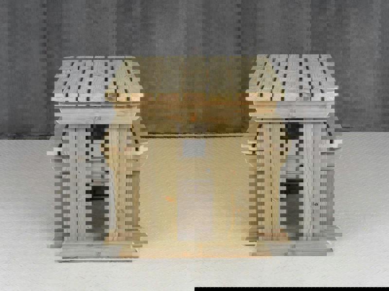 Yews Rounded Space-Saving Picnic Table and Benches Set – Wooden Outdoor Dining Set for Gardens and Patios
