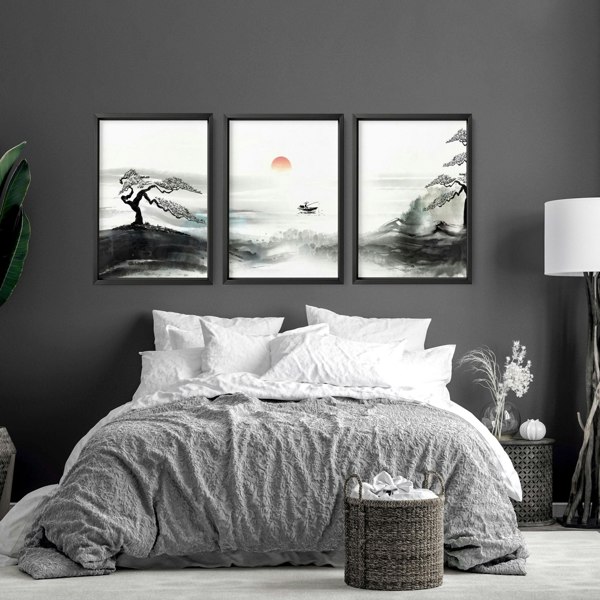 Black And White Japanese Art | Set of 3 wall art prints