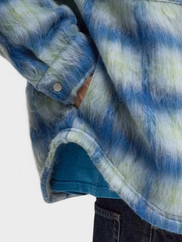 Represent Textured Wool Overshirt Electric Blue - Mens