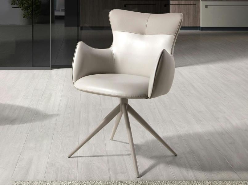 Angel Cerdá Swivel Chair in Off-white and Greige Leatherette 4203
