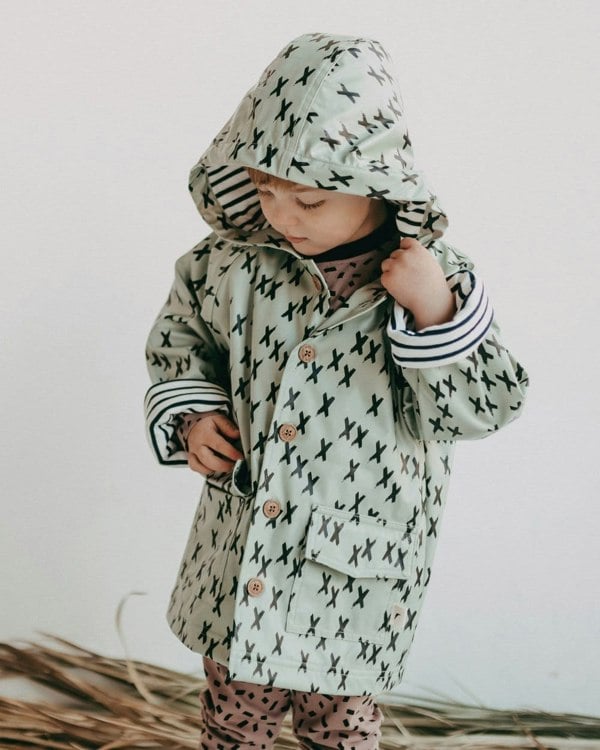 Green Kisses Print Hooded Raincoat - image 1