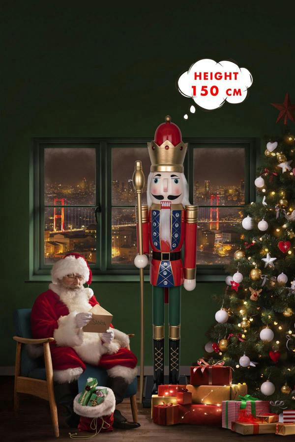 150cm Wooden Christmas Nutcracker Figure, Hand-Painted Festive Decoration for Home Display image 5