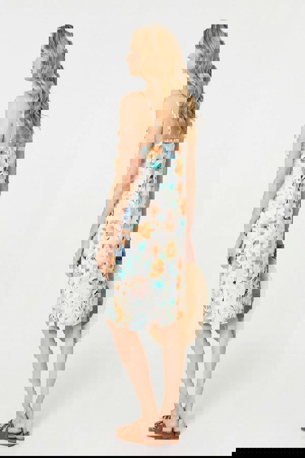 Orange | Floral Cut Out Tie Waist Midi Shirt Dress
