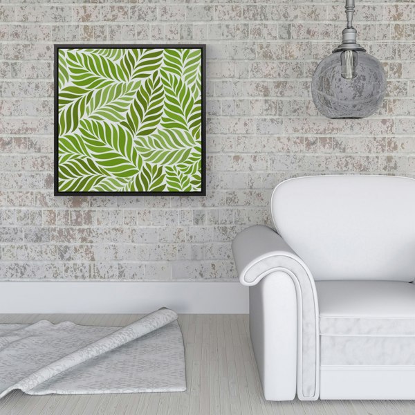 Warren Reed Green Leaf Pattern Framed Canvas