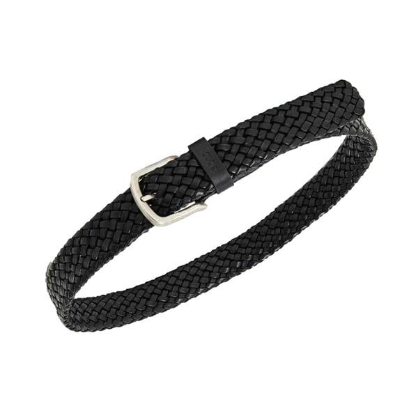 Boss Mens Braided Leather Casual Belt - Black - 