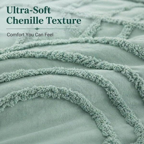 Night Zone Zara Chenille Tufted Duvet Cover Set – Textured Polyester Bedding with Pillowcases