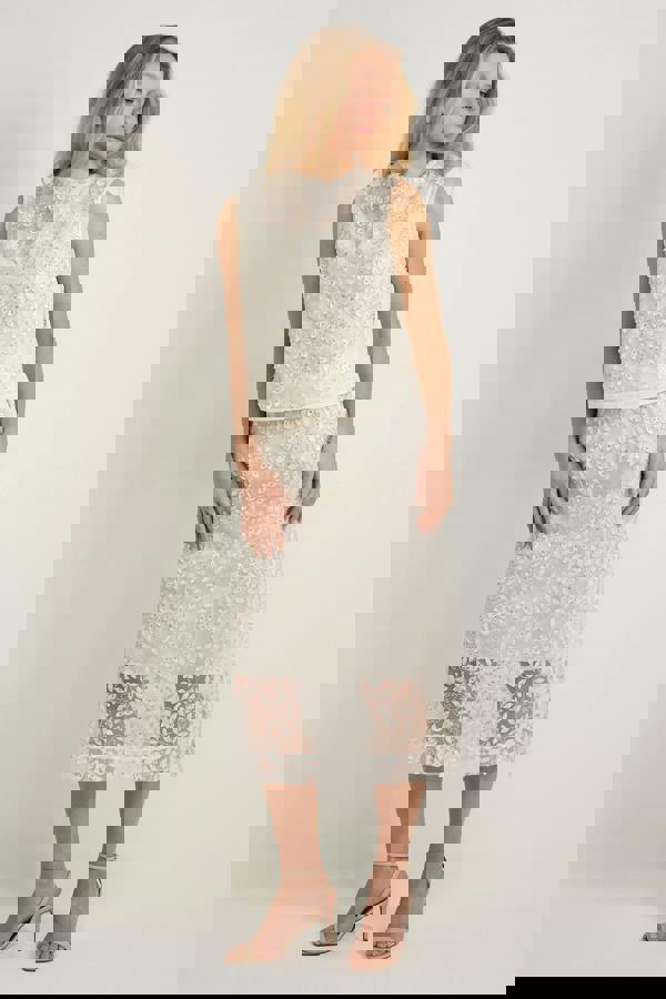 GWD Imara Floral Embroidery, Sheer Sparkle Skirt