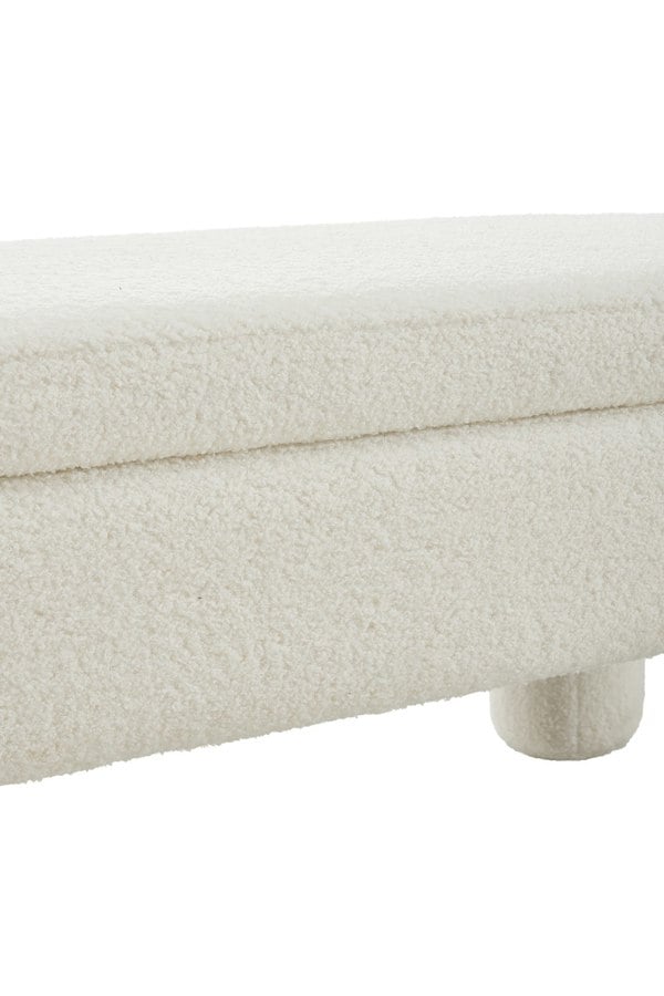 Living and Home 110x50x84cm White Upholstered Storage Bench Foot Rest
