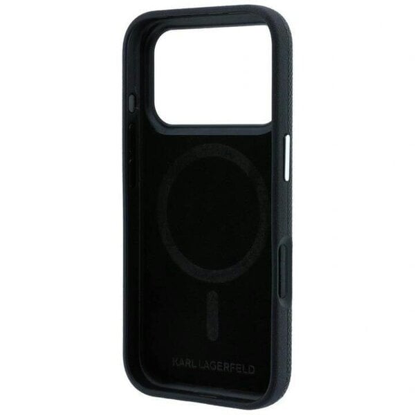 Karl Lagerfeld Grained Choupette Head Metal Logo Case with MagSafe for iPhone 17/18 Pro Max 6.9" Black - KLHMP18X6PSCHLK