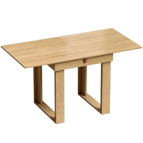 Folding Dining Table Under-Table Storage Extendable Kitchen Table Steel Rail Oak Effect