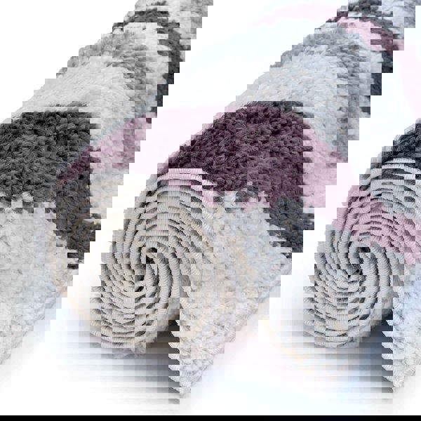 Moodi Shaggy Grey/Purple rug, striped design, soft pile | THE RUGS