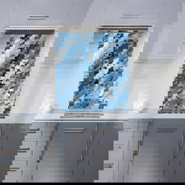 Warren Reed - Designer Blue And Grey Canvas Brushstrokes Kitchen Splashback