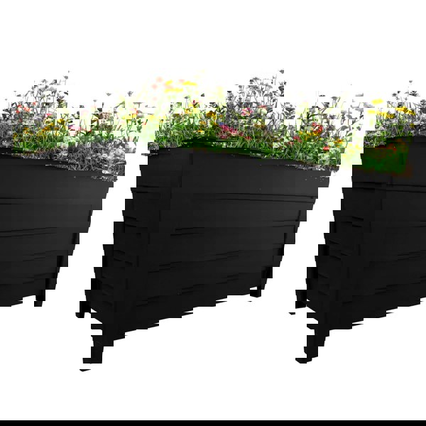 4 Black Large Grosvenor Troughs Long Flower Planters For Home & Garden