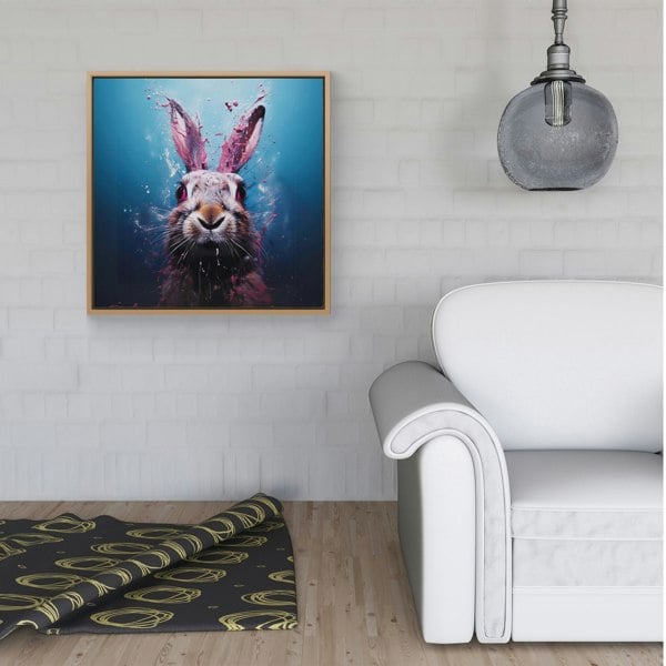 Warren Reed Rabbit Face Splash Art Framed Canvas