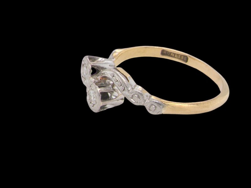 A Vintage Two Stone Diamond Ring side view