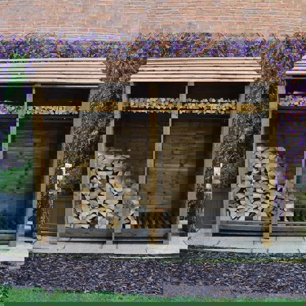 Giant Layzee log store with kindling shelf & Door options, tanalised timber, two sizes