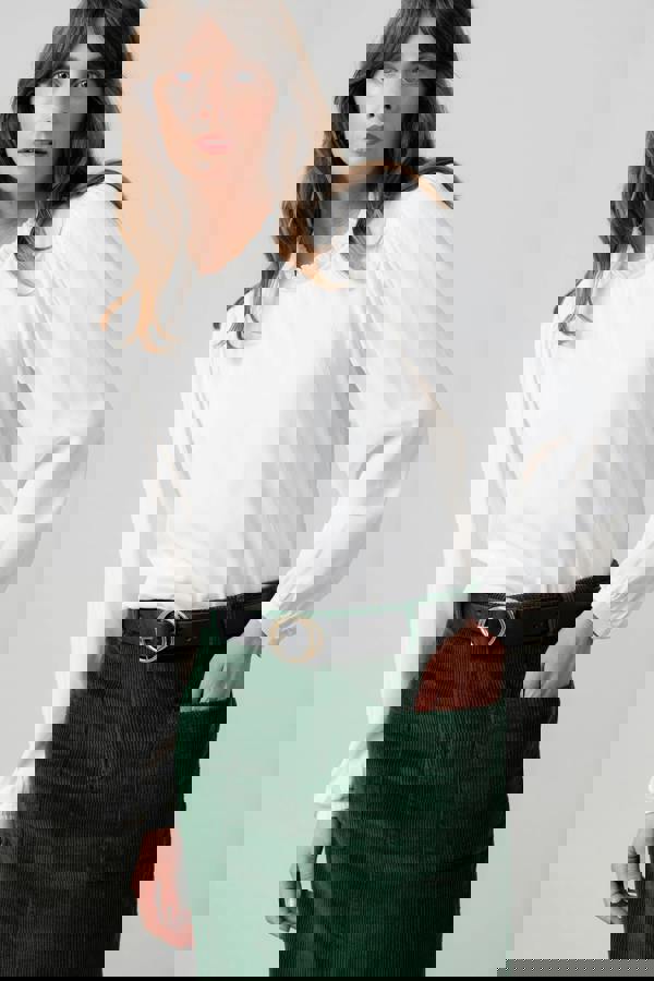 Lily & Me Rosewood Frill High Neck Top White