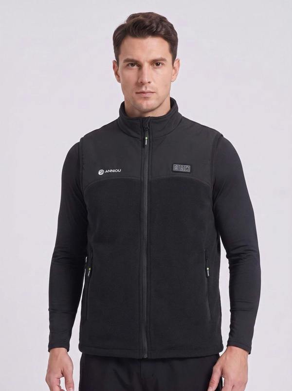 Anniou Men's Fleece Heated Vest - Black
