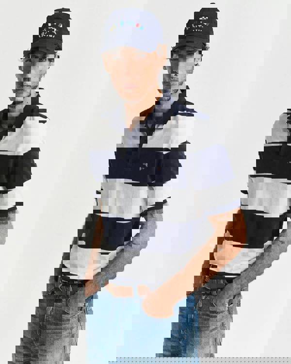 GANT Mens Block Stripe Polo - 433 Evening Blue