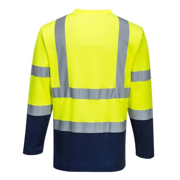 Hi-Vis Cotton Comfort Contrast T-Shirt L/S Portwest