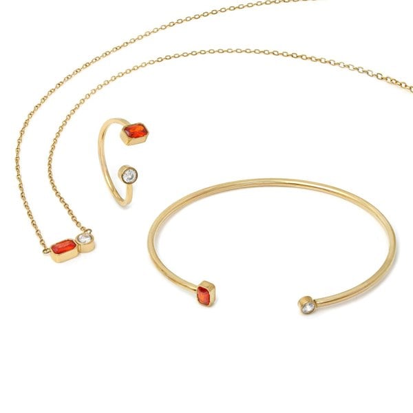 Say It With January Garnet Birthstone Gift Set - Yellow Gold