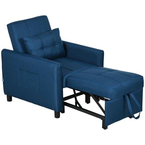 Wyld Haus Haso Linen Look Dark Blue Single Sleeper Chair