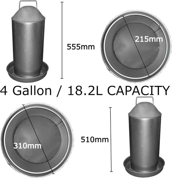 Ketoplastics 4 Gallon Metal Large Automatic Chicken Waterer Hen Coop Drinker Bird Hen Duck