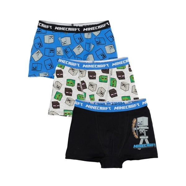 Minecraft Boys Boxer Shorts Set (Pack of 3) - Grey/Blue/Black