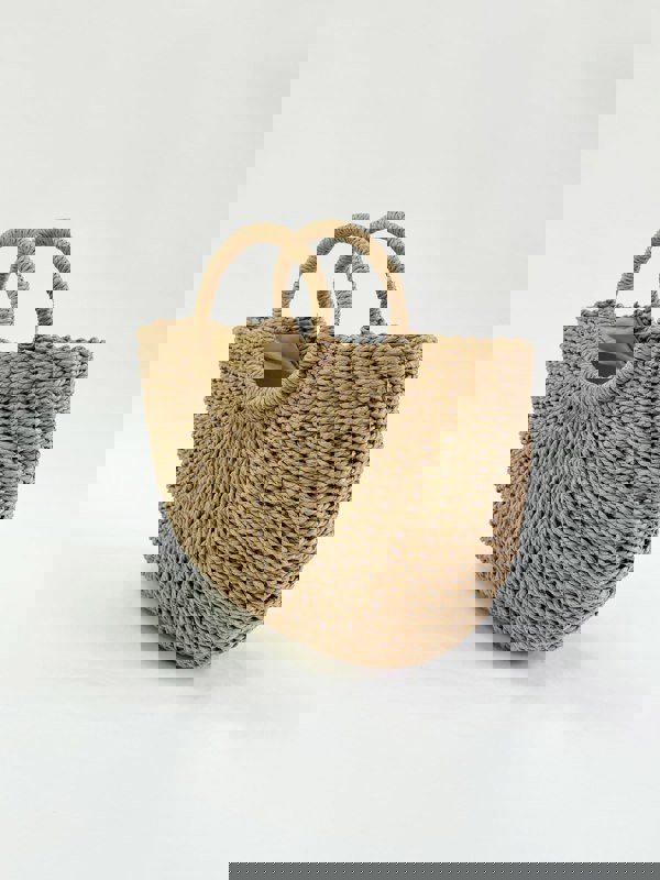 SVNX Round Woven Straw Holdall With Circular Handle