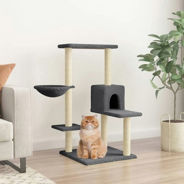 Berkfield Cat Tree with Sisal Scratching Posts Dark Grey 95 cm