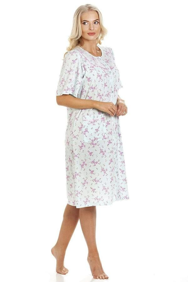 Womens Short Sleeve Button Up Floral Nightdresses