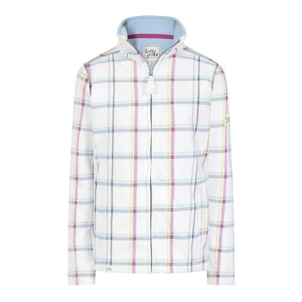 Lazy Jacks Women's Checked Full Zip Sweatshirt - White / Pink / Blue