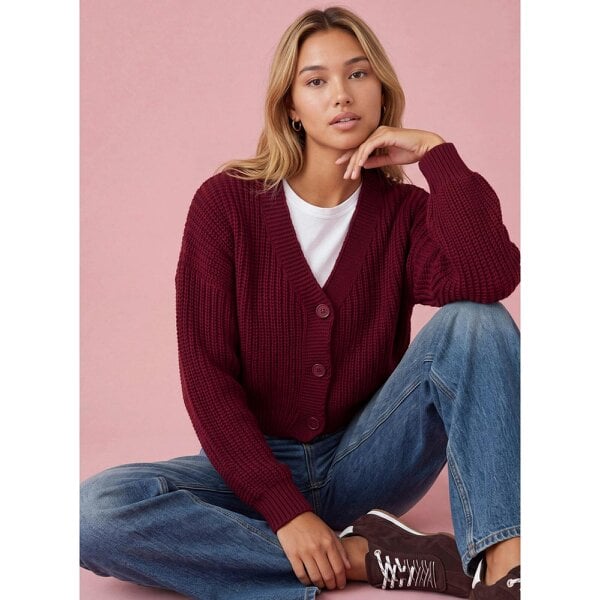 Pink Vanilla V Neck Three Button Cardigan