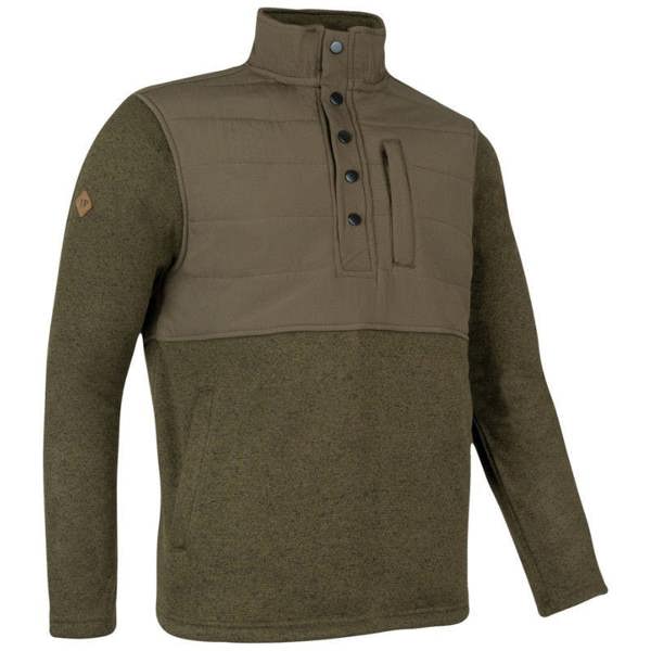 Jack Pyke snap neck pullover in olive green with quilted chest