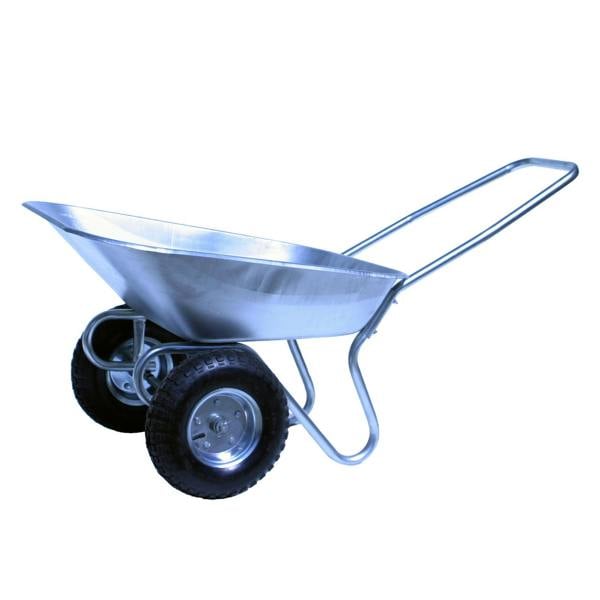 Bristol Tool Company 1894 Bristol Two Pneumatic Wheel Tipper Wheelbarrow With 120kg/65l Capacity, Galvanised Metal, Deep Pan Tray