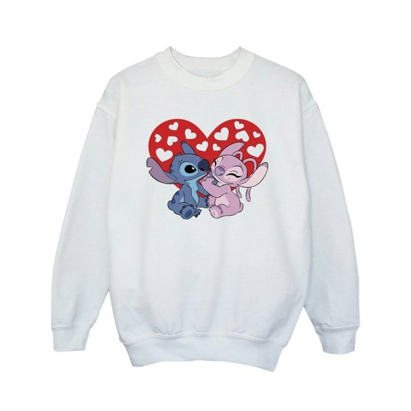 Disney Girls Lilo & Stitch Hearts Sweatshirt - White