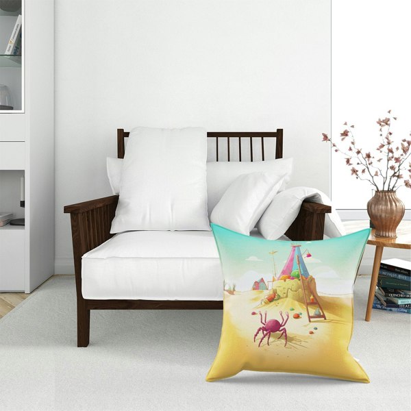 Warren Reed Crab On A Beach Holiday Floor Cushion