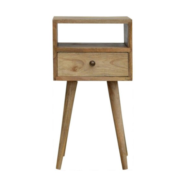 Wyld Haus Parma Mini Oak Mango Wood Bedside Table with Drawer and Open Shelf