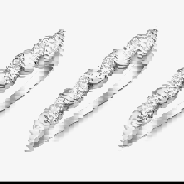 T. H. Baker 9ct White Gold 5-Stone Crystal Swirl Ring 5.84.5771