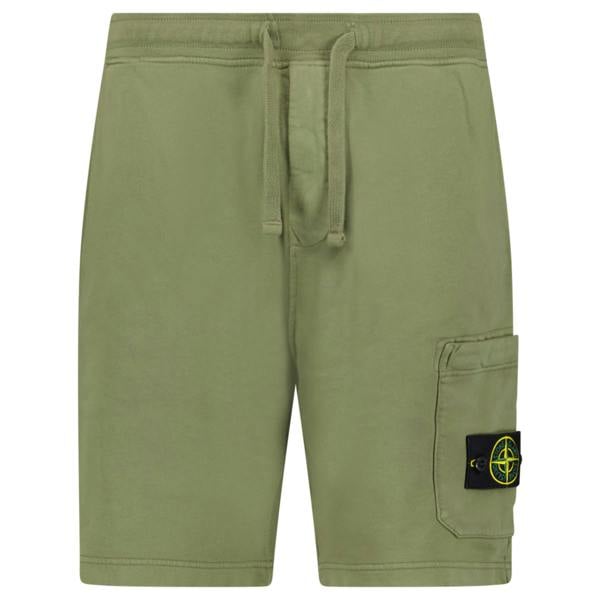 Stone Island Organic Cotton Fleece Shorts Olive - chancefashionco