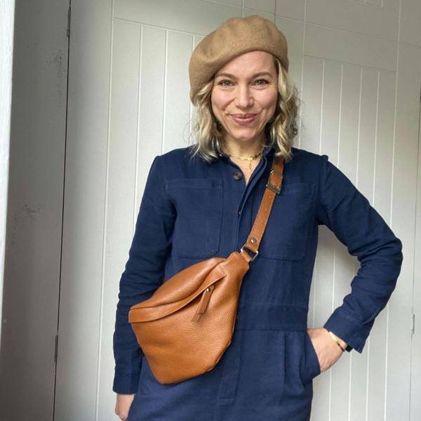 cognac  large leather bumbag