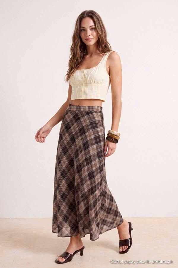 High Waist A-Line Maxi Skirt