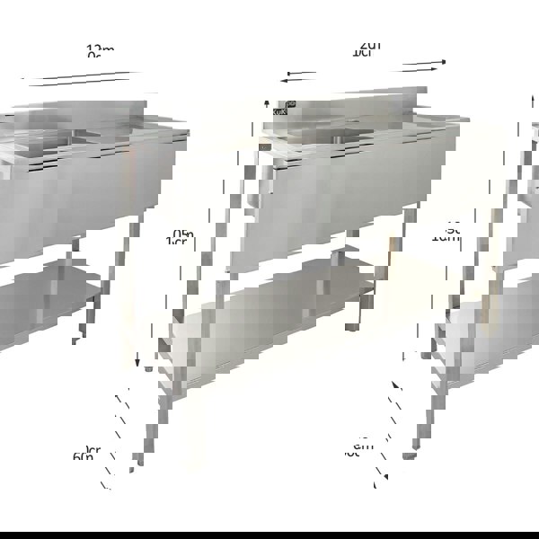 KuKoo Stainless Steel Catering Sink - Right Hand Drainer