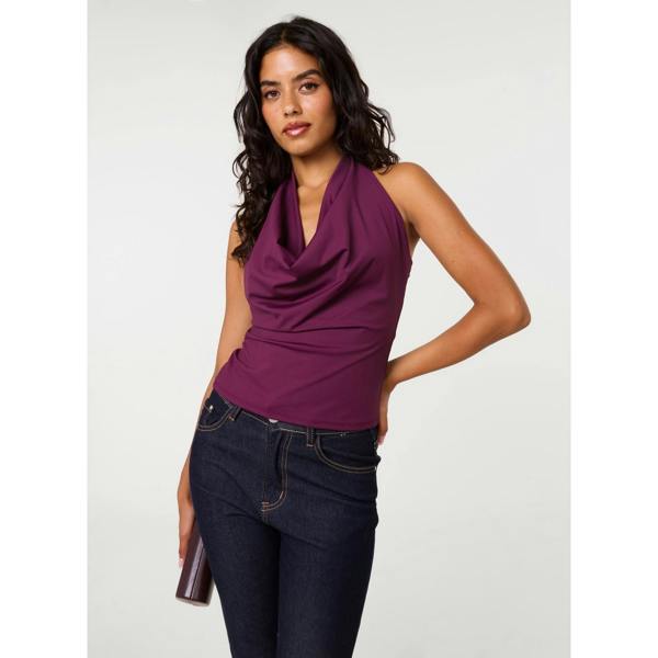 Pink Vanilla Halterneck Cowl Soft Stretch Top