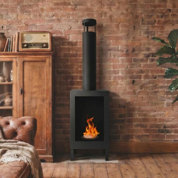 BIOFireplacesGMT Freestanding Bio Fireplace Kozen Black Matt Ventless