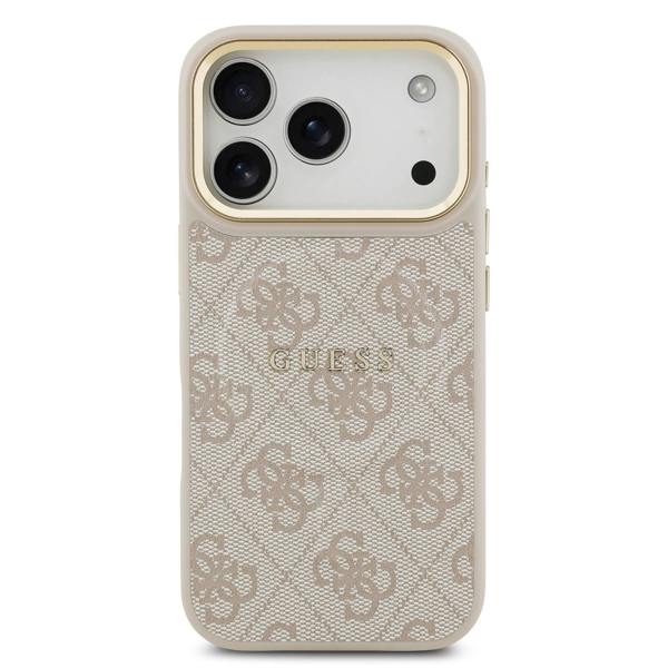 Guess PU Leather 4G Gold Frame Case with MagSafe for iPhone 17 Pro 6.3" Pink - GUHMP17LP4MSEGCW